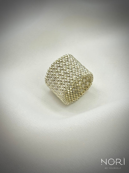 Tresor_Argintiu cu satin alb
