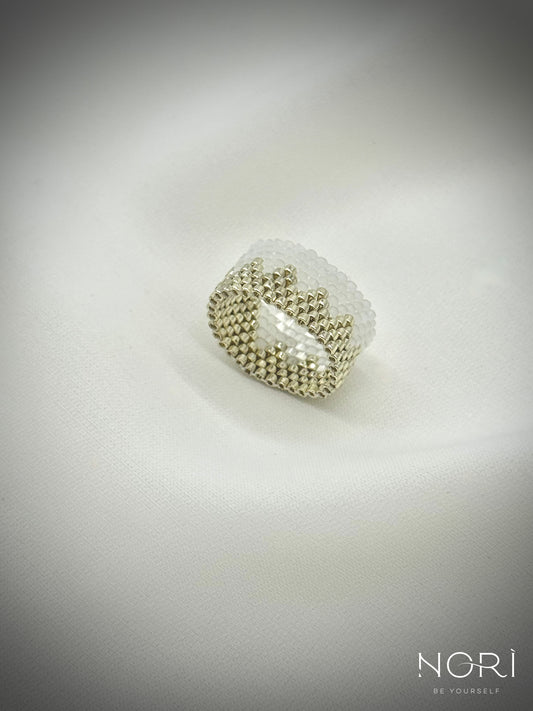 Vibration_Argintiu cu satin alb