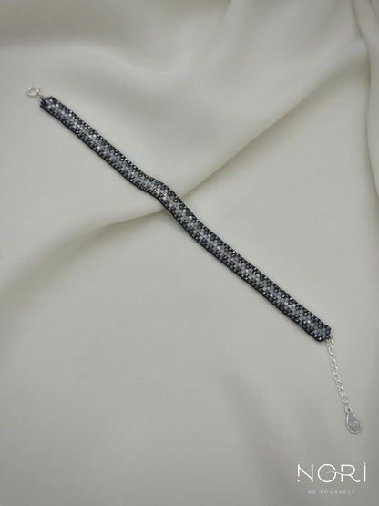 Tissé_Metalic antracit cu satin_cu extensie