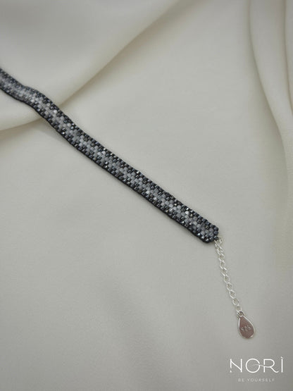 Tissé_Metalic antracit cu satin_cu extensie