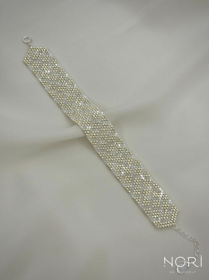 Mosaïque_Argintiu cu satin_cu extensie