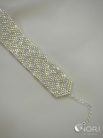 Mosaïque_Argintiu cu satin_cu extensie